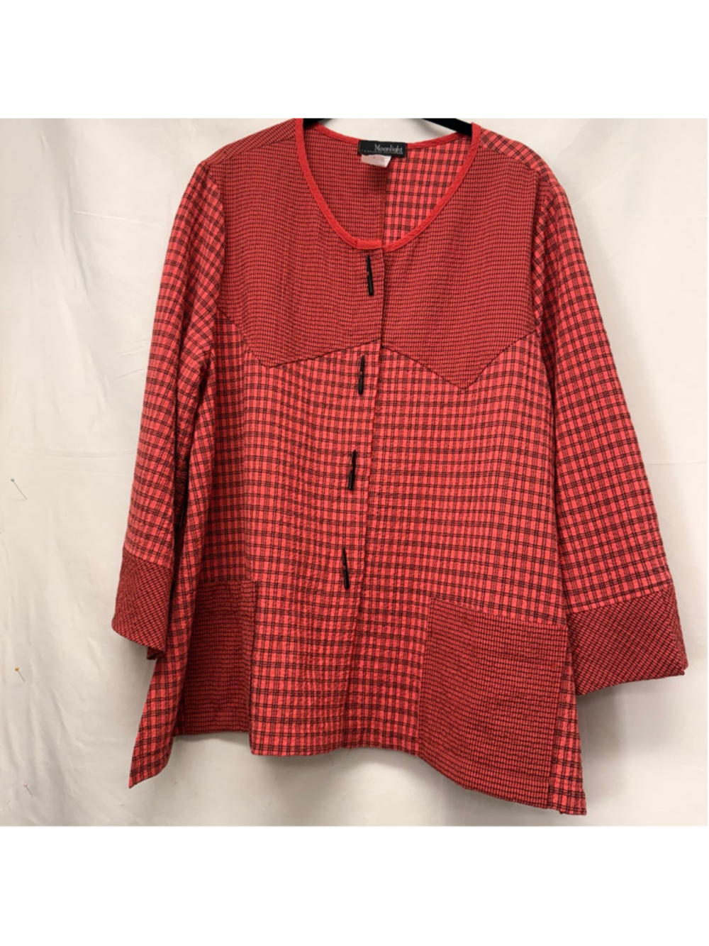 Women's Moonlight Red & Black Plaid Tunic Top Plus Size M